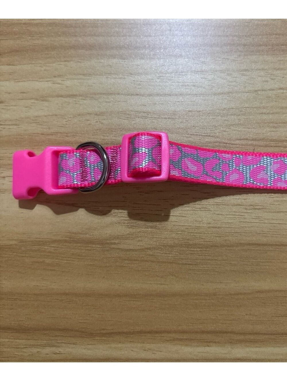 Medium Pink and Silver leopard dog collar